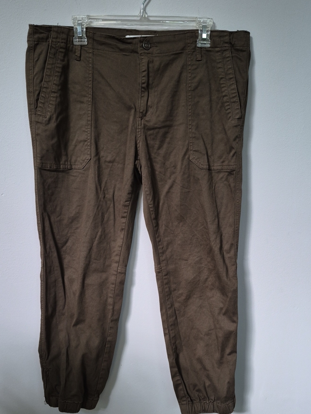 KanCan Olive Green Utility Jogger Pants Womens 33 Cargo Pocket Classic Twill